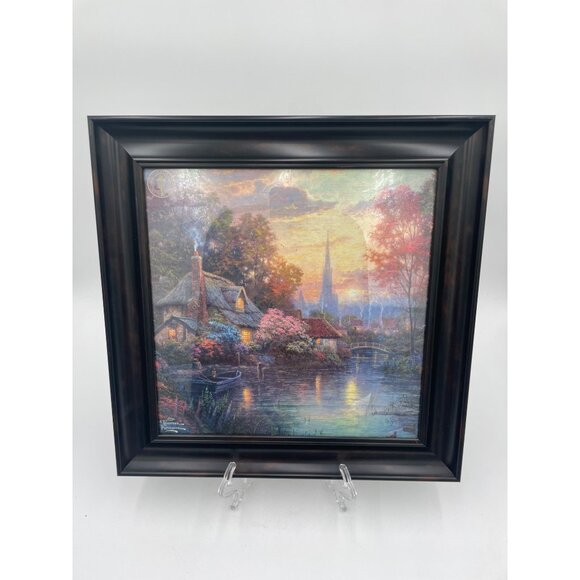 Thomas Kinkade "Painter Of Light" Countryside Scene Framed Wall Art - Picture 1 of 4